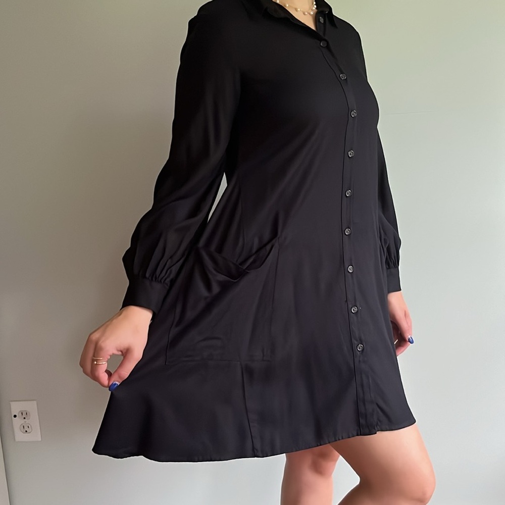 Lou & Grey Long Sleeve Black Mini Dress - Picture 6 of 11